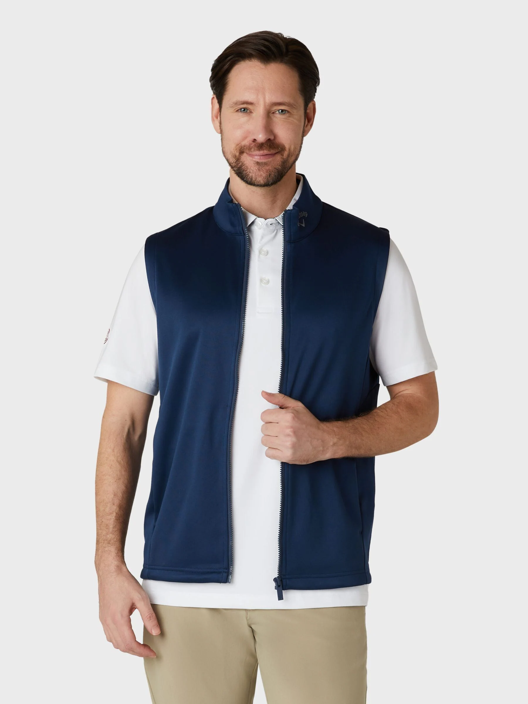 Callaway Apparel blauw hemd met volledige rits