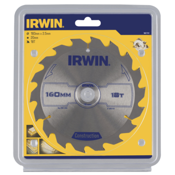 Irwin cirkelzaagblad Ø160 mm met asgat 20mm, vertanding 18T