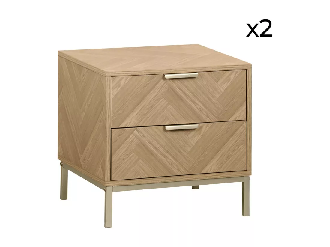 Lot de 2 tables de chevet. Budapest. deux tiroirs. L 45 x l 40 x H 45cm