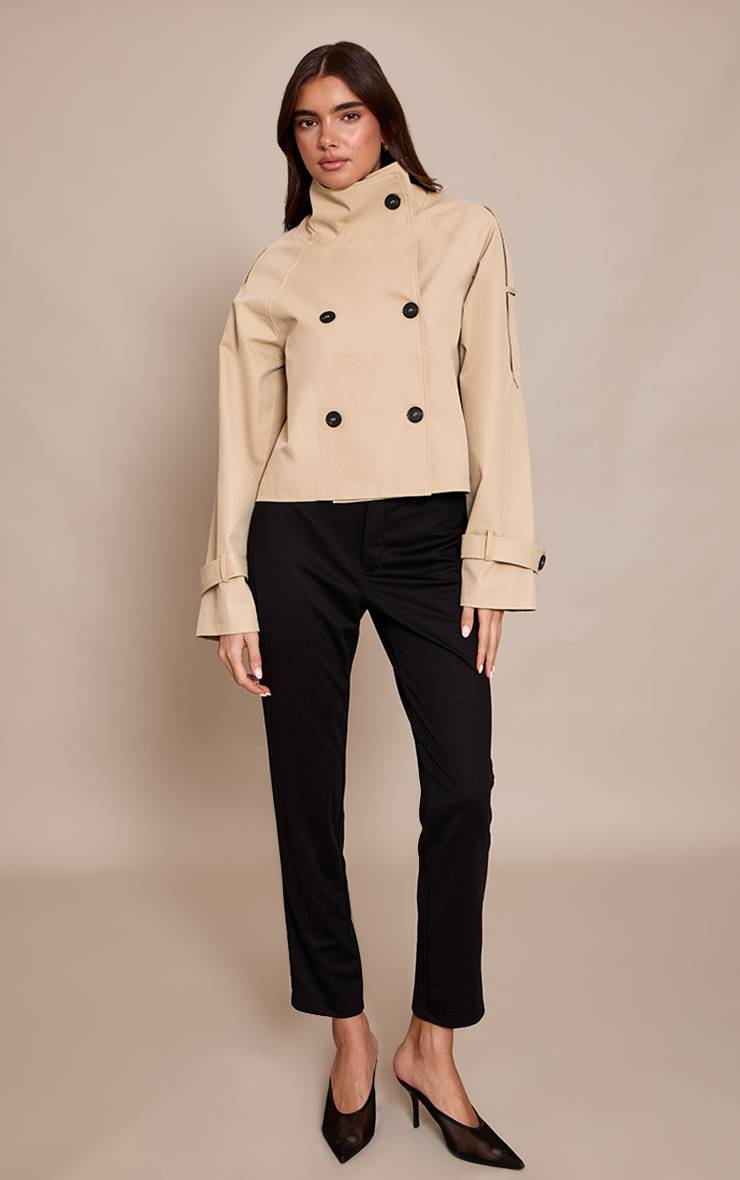 Noir Pantalon Cigarette Taille Mi-haute Ajusté