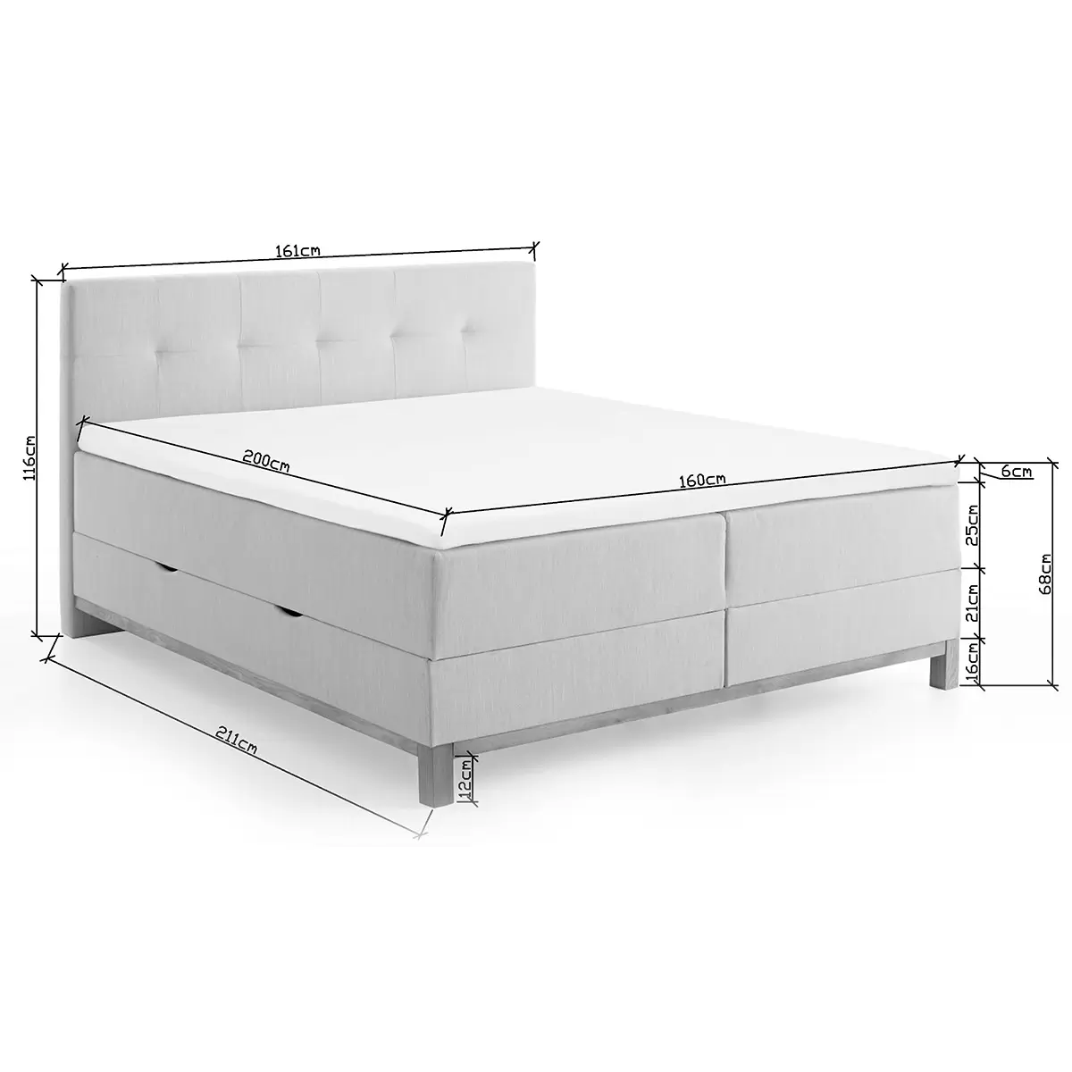 Boxspringbett CATANIA 160x200 weiss