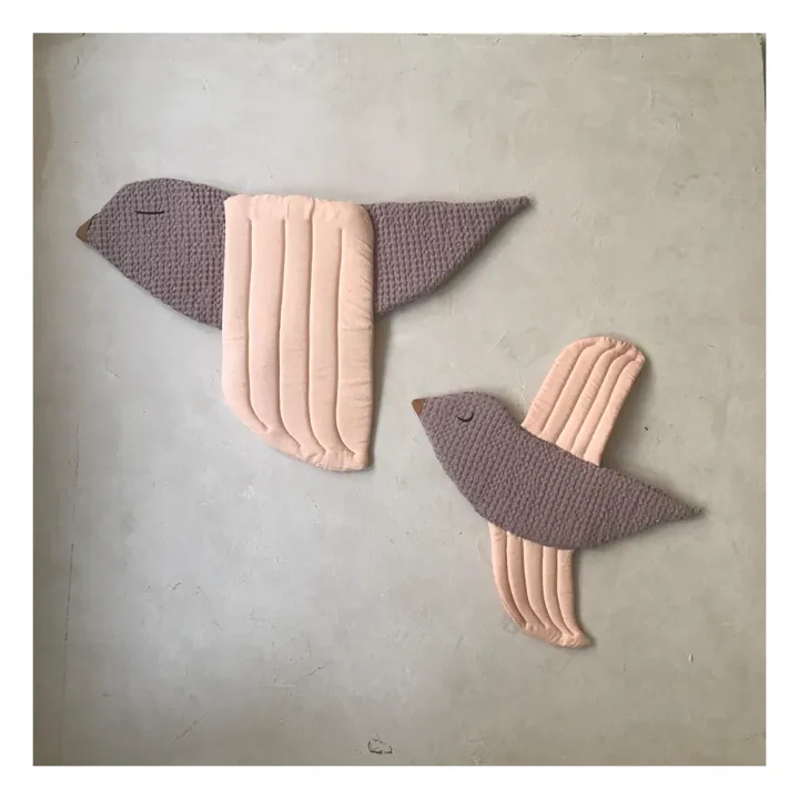 Ila y Ela Oiseau décoratif en lin | Corail
