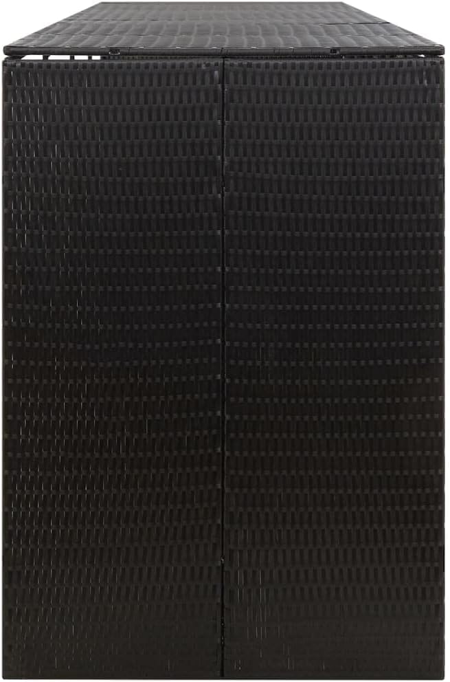 vidaXL Mülltonnenbox Müllbox Mülltonnenverkleidung Mülltonnenhaus Gartenbox Müllcontainer für 4 Tonnen Schwarz 274x80x117cm Poly Rattan