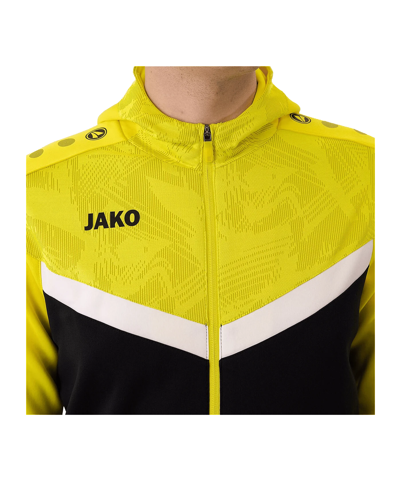 JAKO Iconic Kapuzenjacke Schwarz Gelb F808