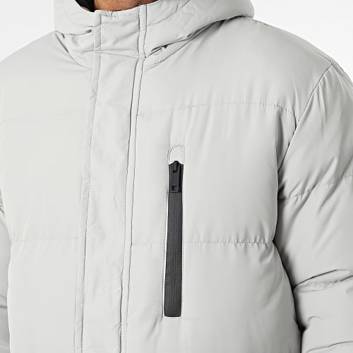 Doudoune Longue Capuche Moss Gris Clair