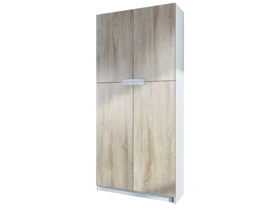 Armoire De Bureau Blanc Mat Et Aspect Chêne Scié (lxhxp) : (82 x 185 x 37)