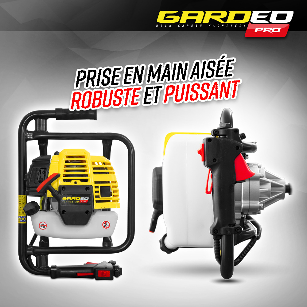 Tarière thermique 52cc + 3 mèches 100 - 150 et 200mm - gardeo