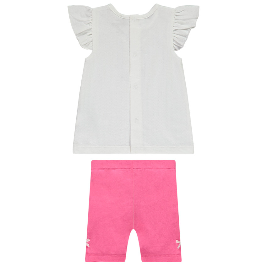Ensemble en jersey fantaisie tunique + corsaire uni pour bébé fille