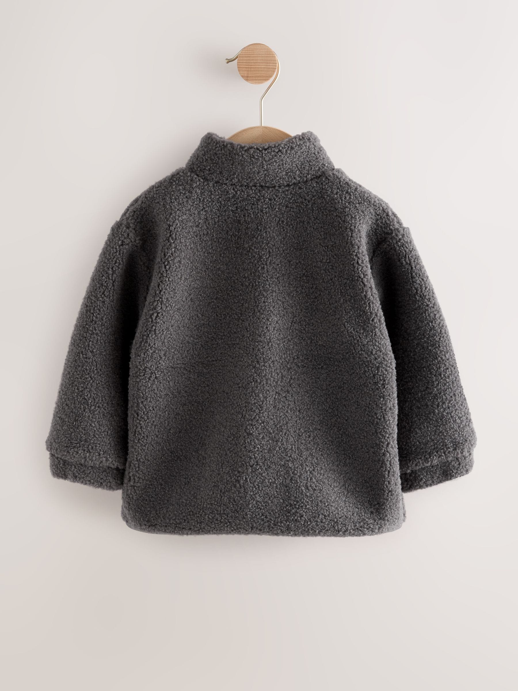 Antraciet - Effen fleece met rits en trechterhals (3mnd-7jr)