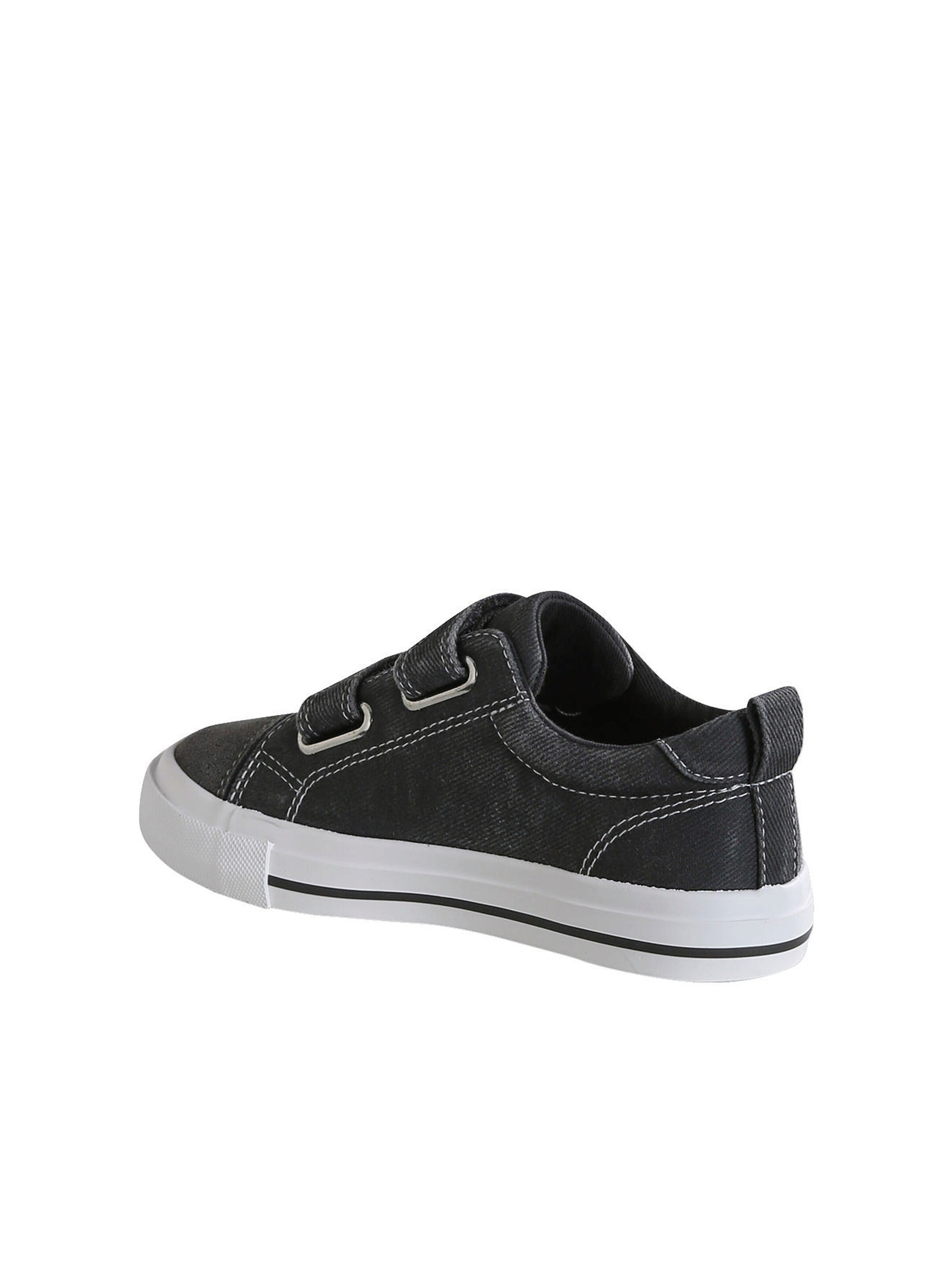 Vertbaudet Kinder Stoff-Sneakers mit Klett und Anziehtrick, Vintage-Look grau