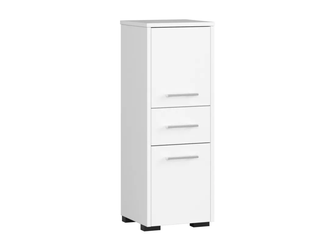 Colonne salle de bains AKORD FIN Blanche 30 cm 2 portes 1 tiroir façade Blanche 3 étagères 30x30x85 cm