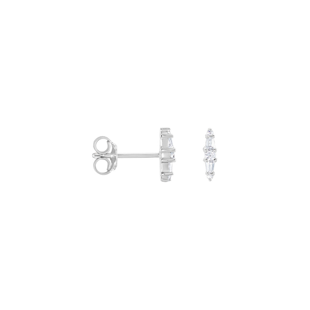 Boucles D'oreilles Puces Adriaan Argent Blanc Oxyde De Zirconium