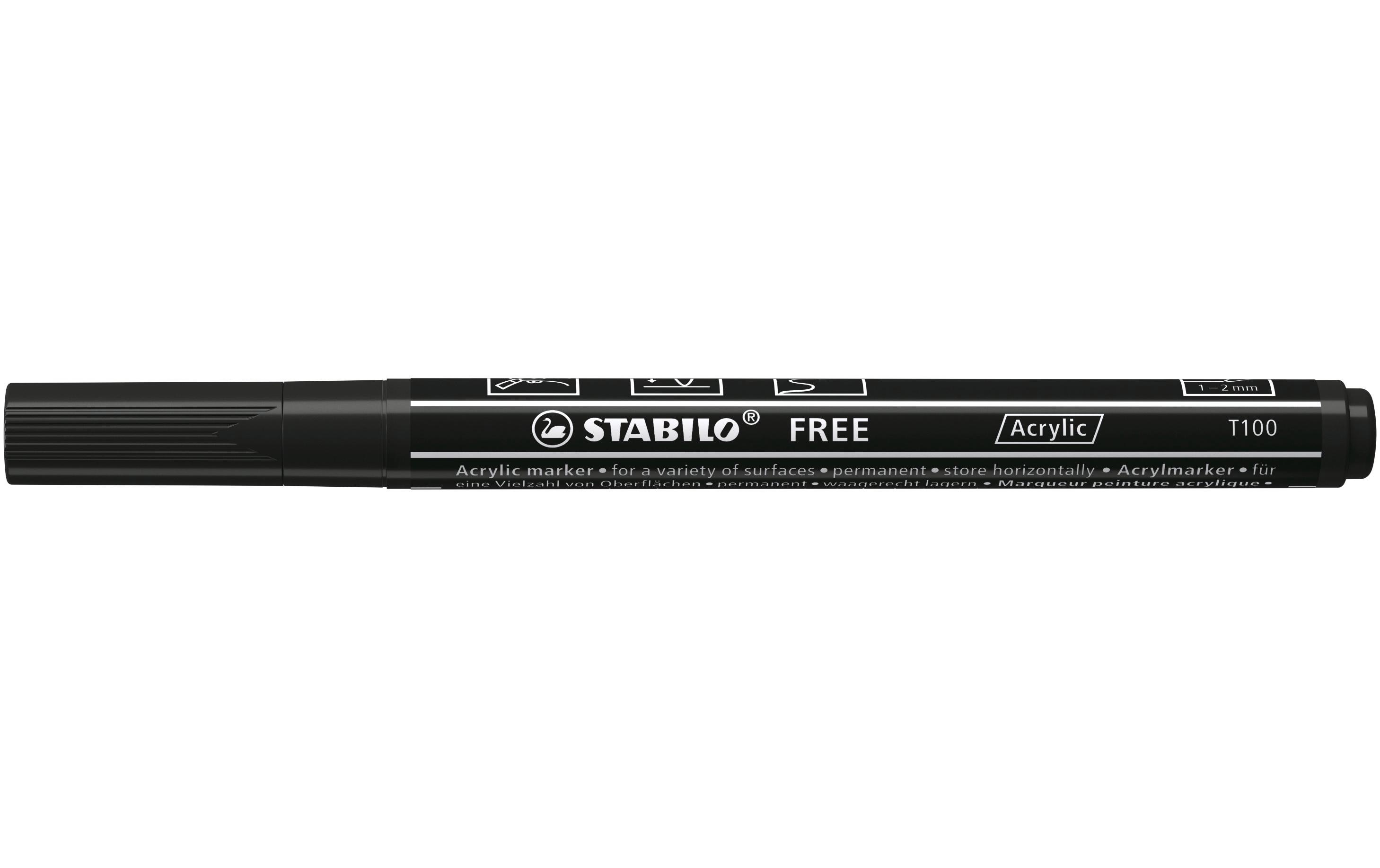Acrylmarker Free Acrylic T100 SchwarzMarker mit pigmentierter, wasserbasierter Tinte