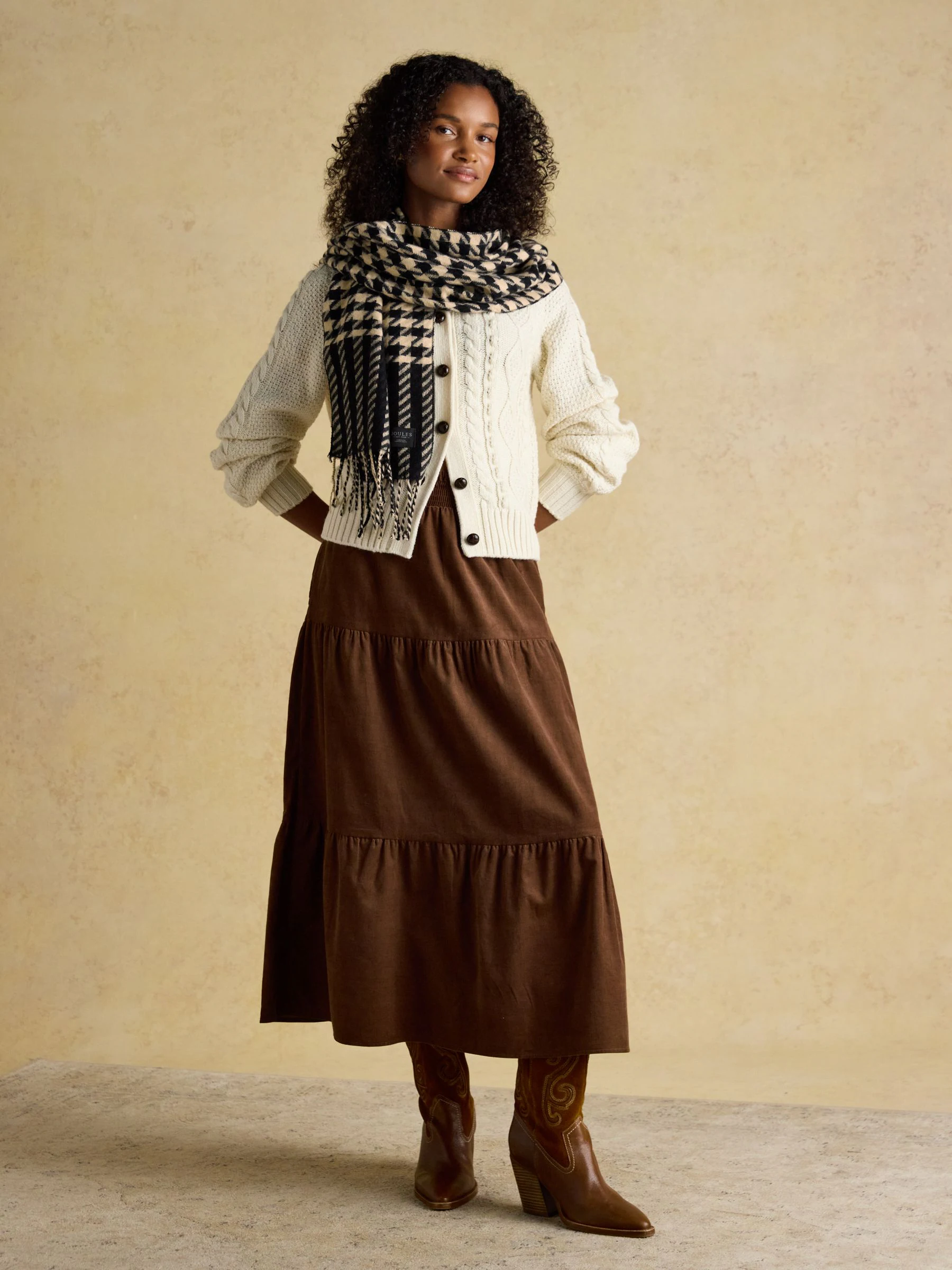 Zwart & bruin - Joules Langtree Large Scarf