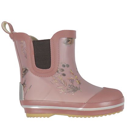 Mikk-Line GummiStøvler m. For - Korte - Rose Brown m. Blomster