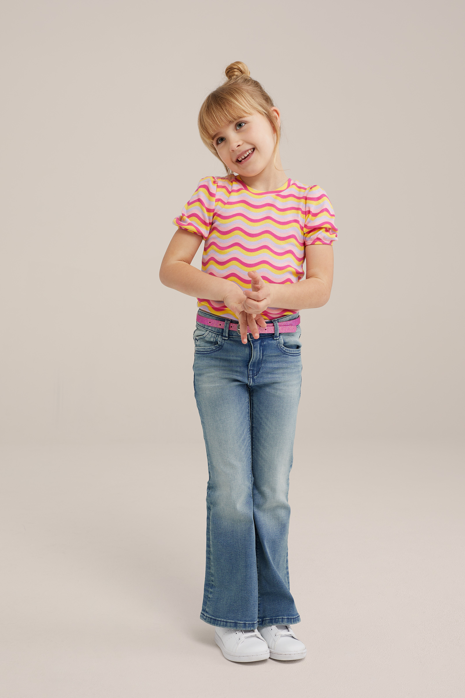 Meisjes T-shirt met dessin WE Fashion Lichtroze