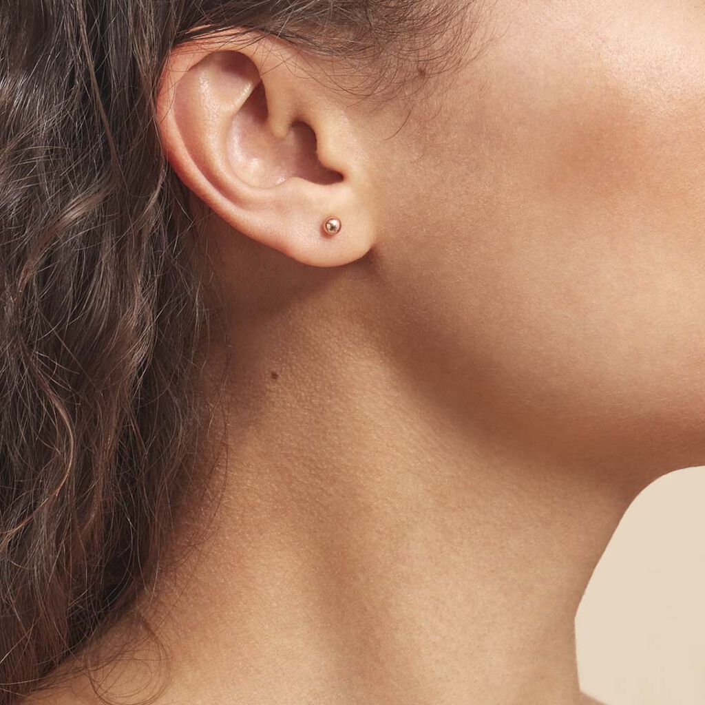 Boucles D'oreilles Puces Fidelia Boule Or Rose