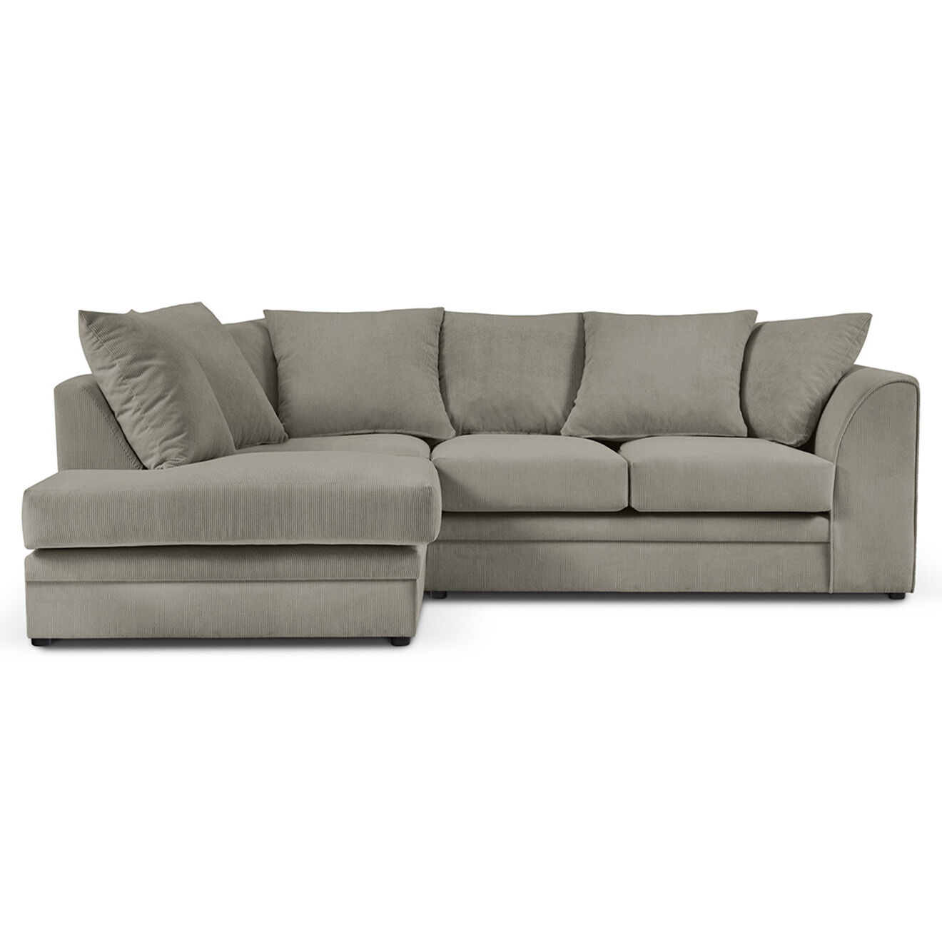 Mazzini Sofas Canapé d'angle Gauche Quince Velours côtelé 4 Places gris clair - 221x171x80 cm