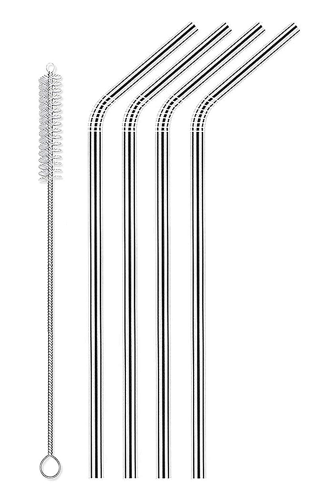 4 Pailles Coudées Inox + Goupillon Westmark