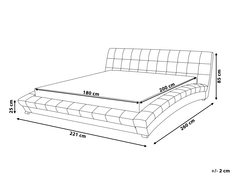 Waterbed Stof LILLE 180 x 200 cm Grijs