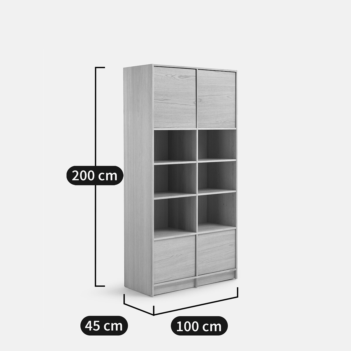 LA REDOUTE INTERIORS<br>Estante modular em carvalho, 4 portas Senssia