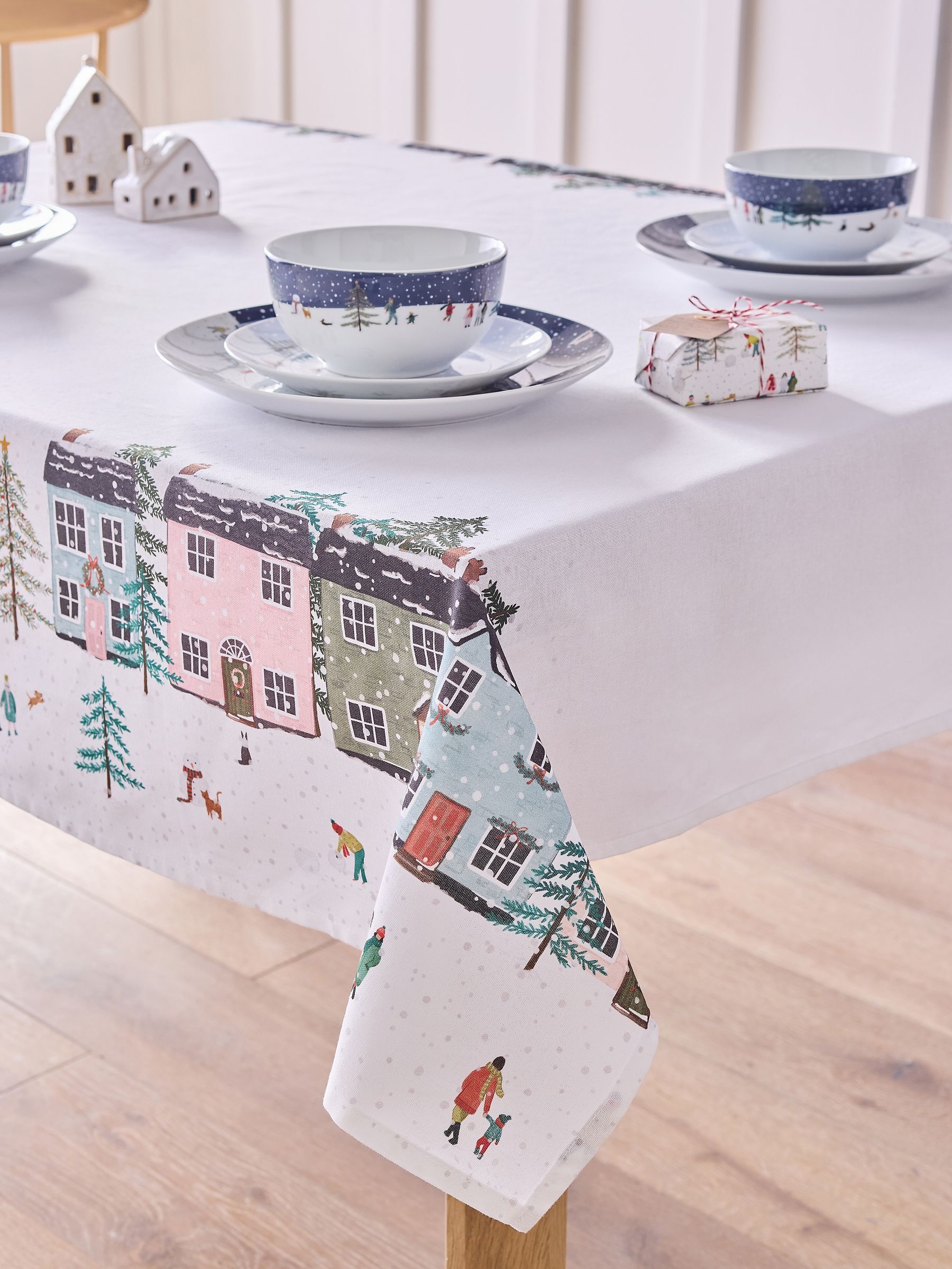 Mini Kerstmis Tafereel Rand Tafelkleed