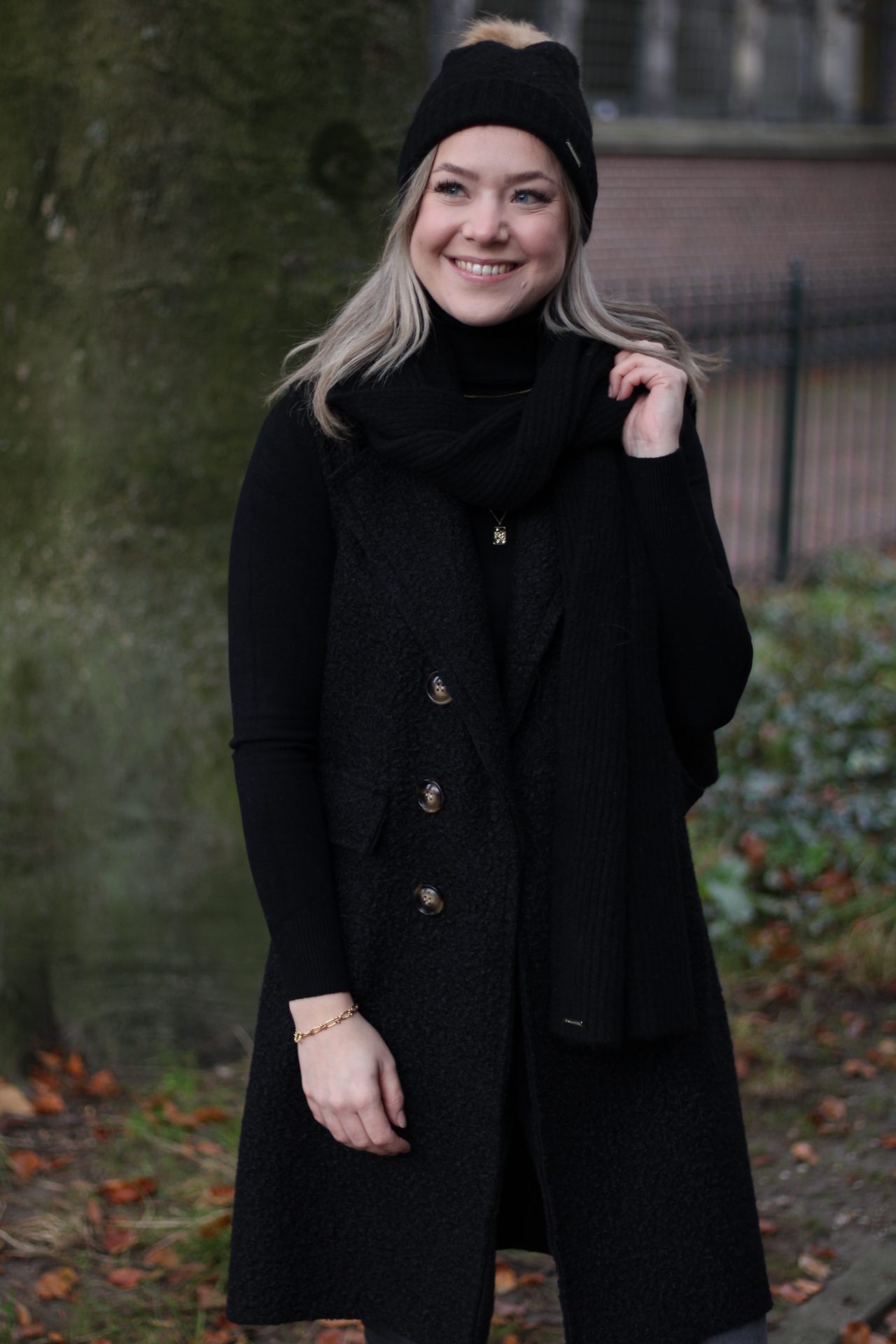 Boucle Gilet Lang - Zwart