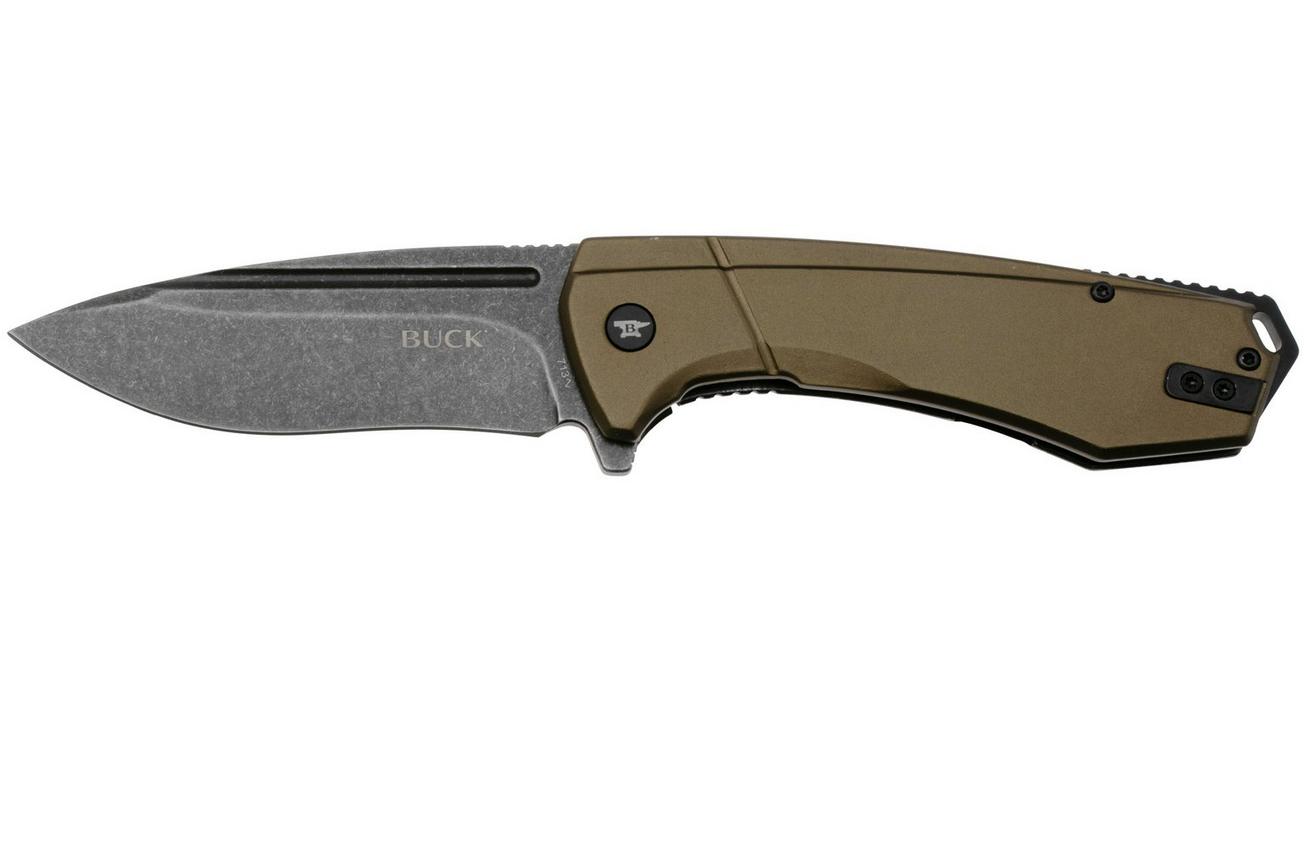 Buck Ruckus 0713GRS Blackwashed D2, Black & Green Aluminium, zakmes
