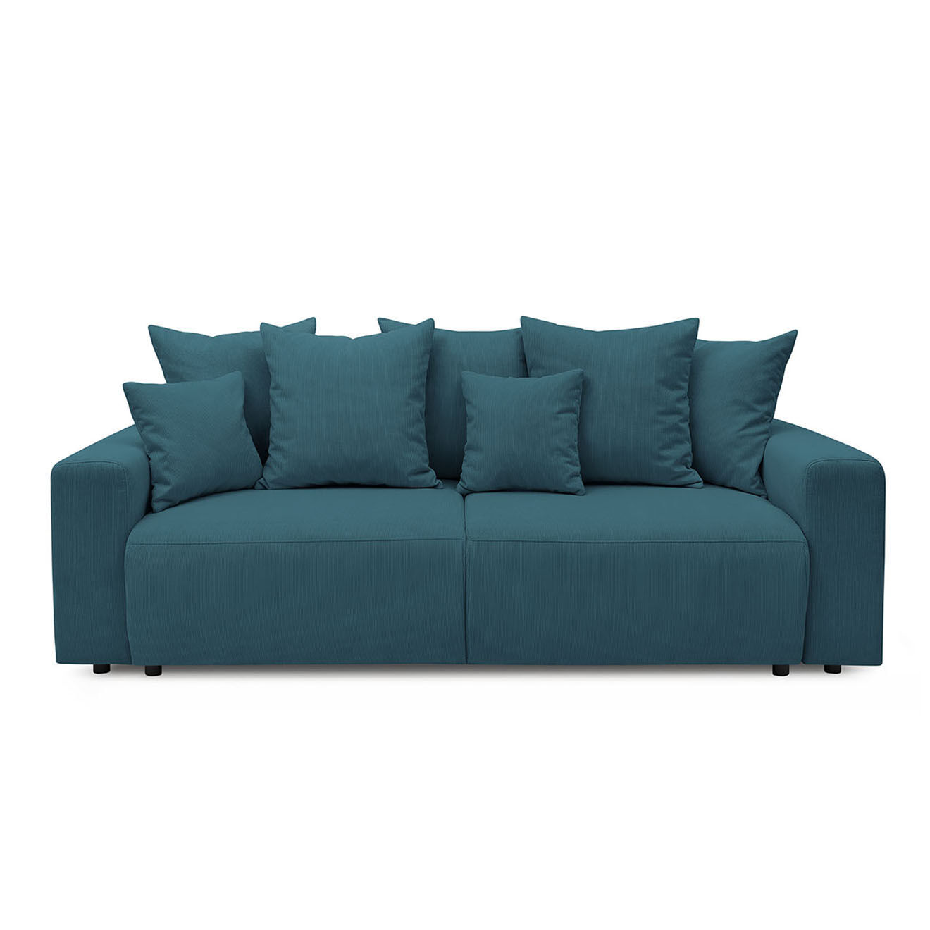 Bobochic Canapé 3 places velours côtelé convertible coffre Envy bleu foncé - 245x102x88 cm