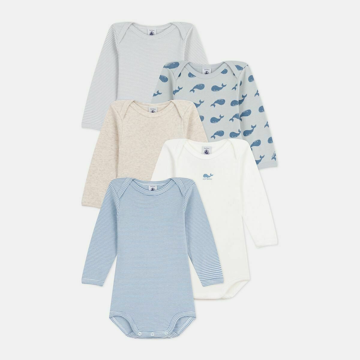 PETIT BATEAU<br>Conjunto de 5 bodies de manga comprida
