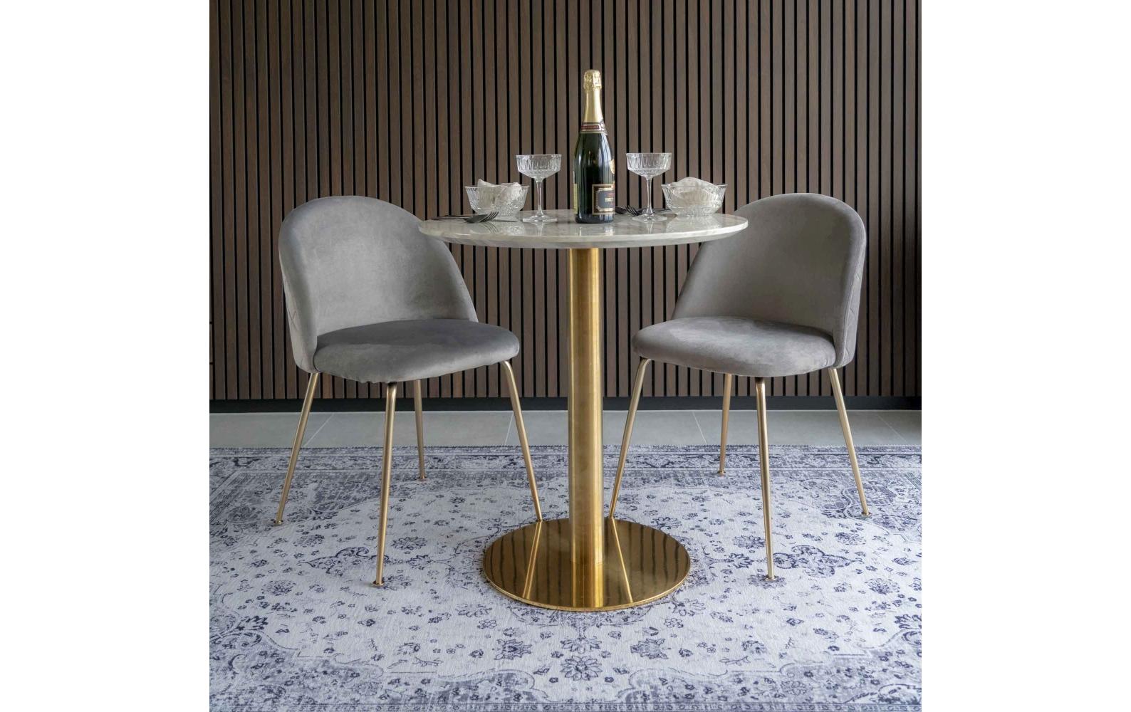 Stuhl Geneve 2 Stück, 78 x 52 cm, Gold/Grau<br>Elegante Esszimmerstühle mit gesteppter Rückseite