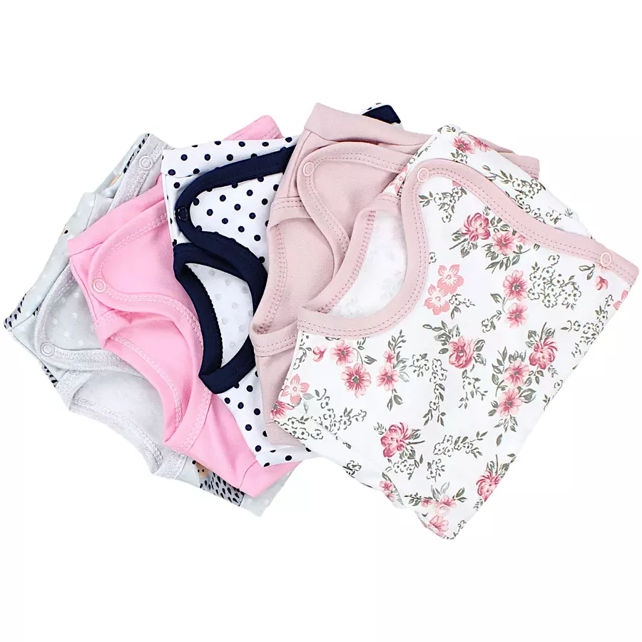 TupTam Baby Mädchen Kurzarm Wickelbody 5er Set altrosa