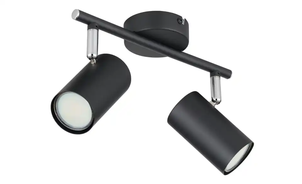 Deckenstrahler 13,5 cm 2-flammig 25 cm 10 cm matt, Schwarz