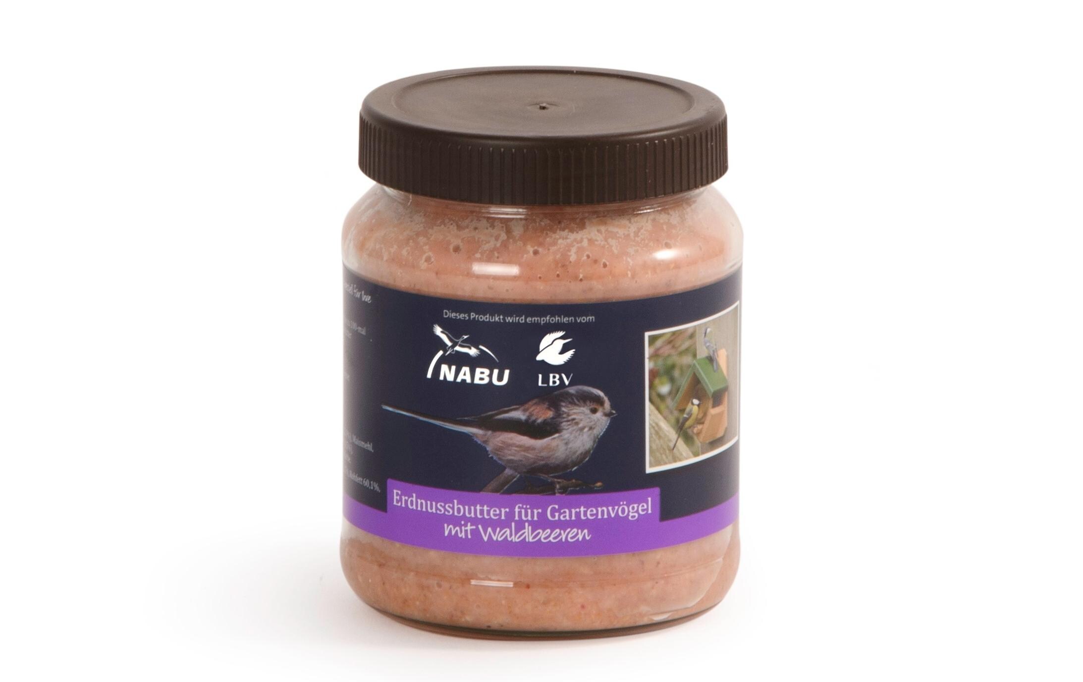 Wintervogelfutter Erdnussbutter WaldbeerenErdnussfutter aus dem Glas