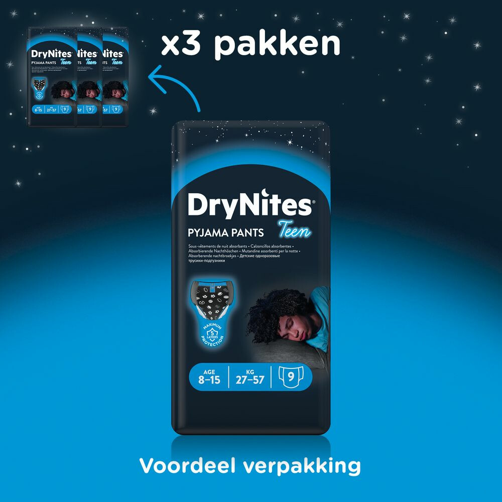 DryNites Absorberende Luierbroekjes Boy 8-15 jaar9 stuks