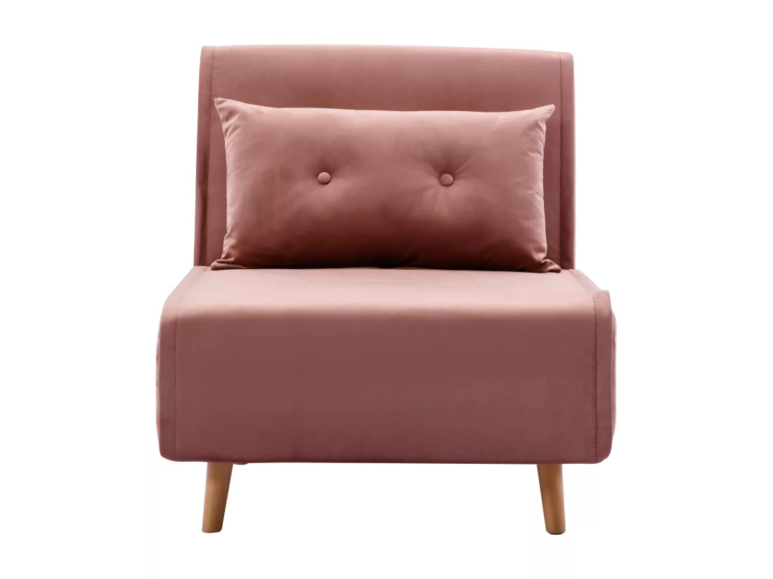 Fauteuil convertible en velours rose poudré URIBIA