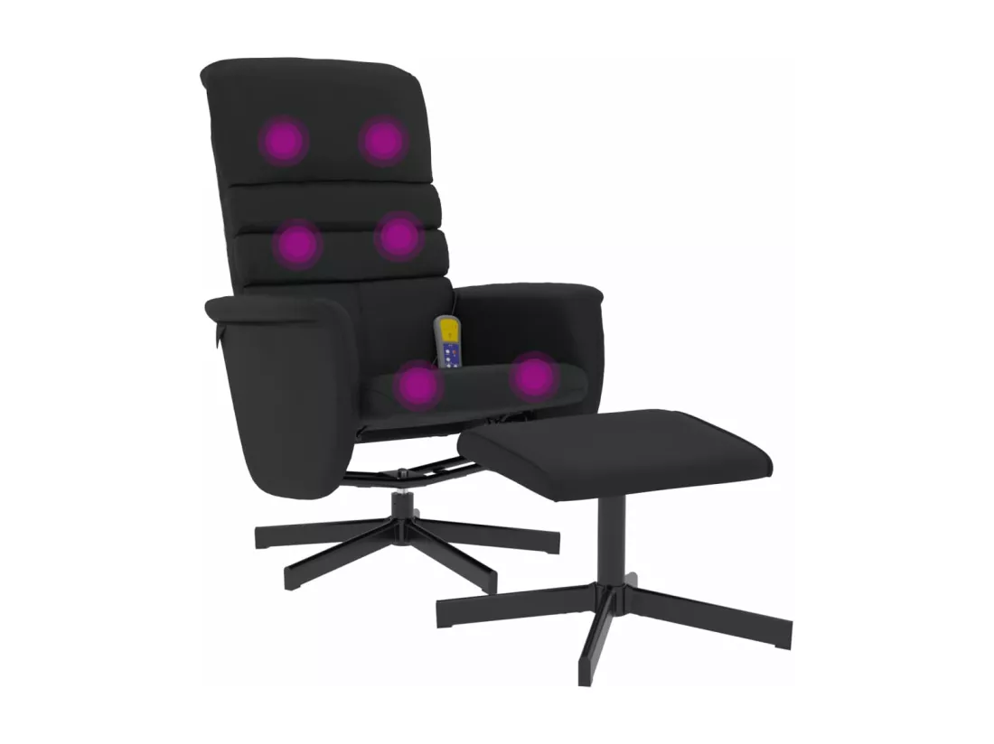 Fauteuil inclinable massant avec repose-pied noir similicuir