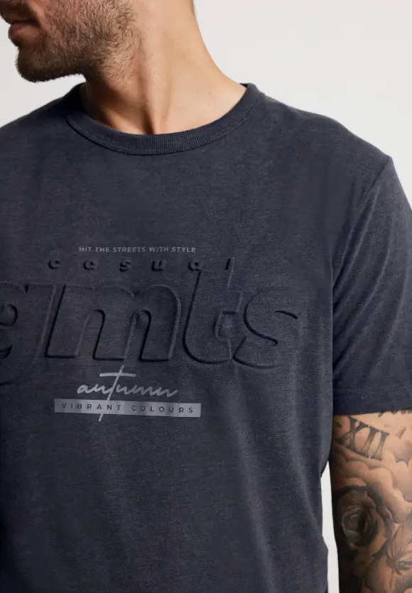 Softes Shirt mit 3D-Print - nightshadow blue melange
