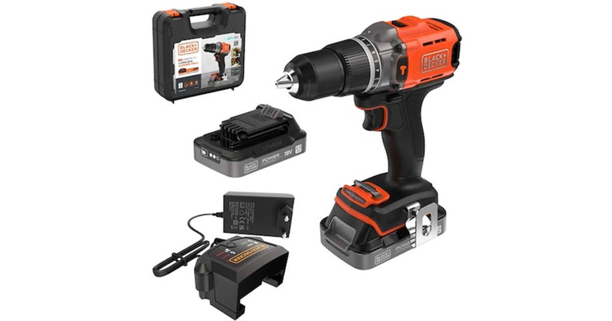 BLACK+DECKERSchroefklop machine/koffer +2x2.0ah schroefboor  (Oranje/zwart, 2 accu's en oplader inbegrepen)