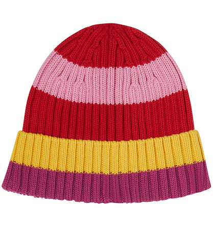 Stella McCartney Kids Mütze - Strick - Rot/Rose Gestreift
