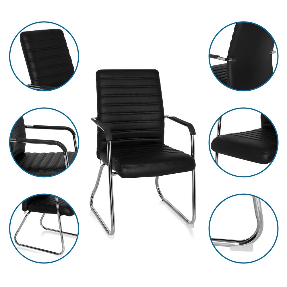 Besucherstuhl Konferenzstuhl STEEL V Kunstleder mit Armlehnen hjh OFFICE