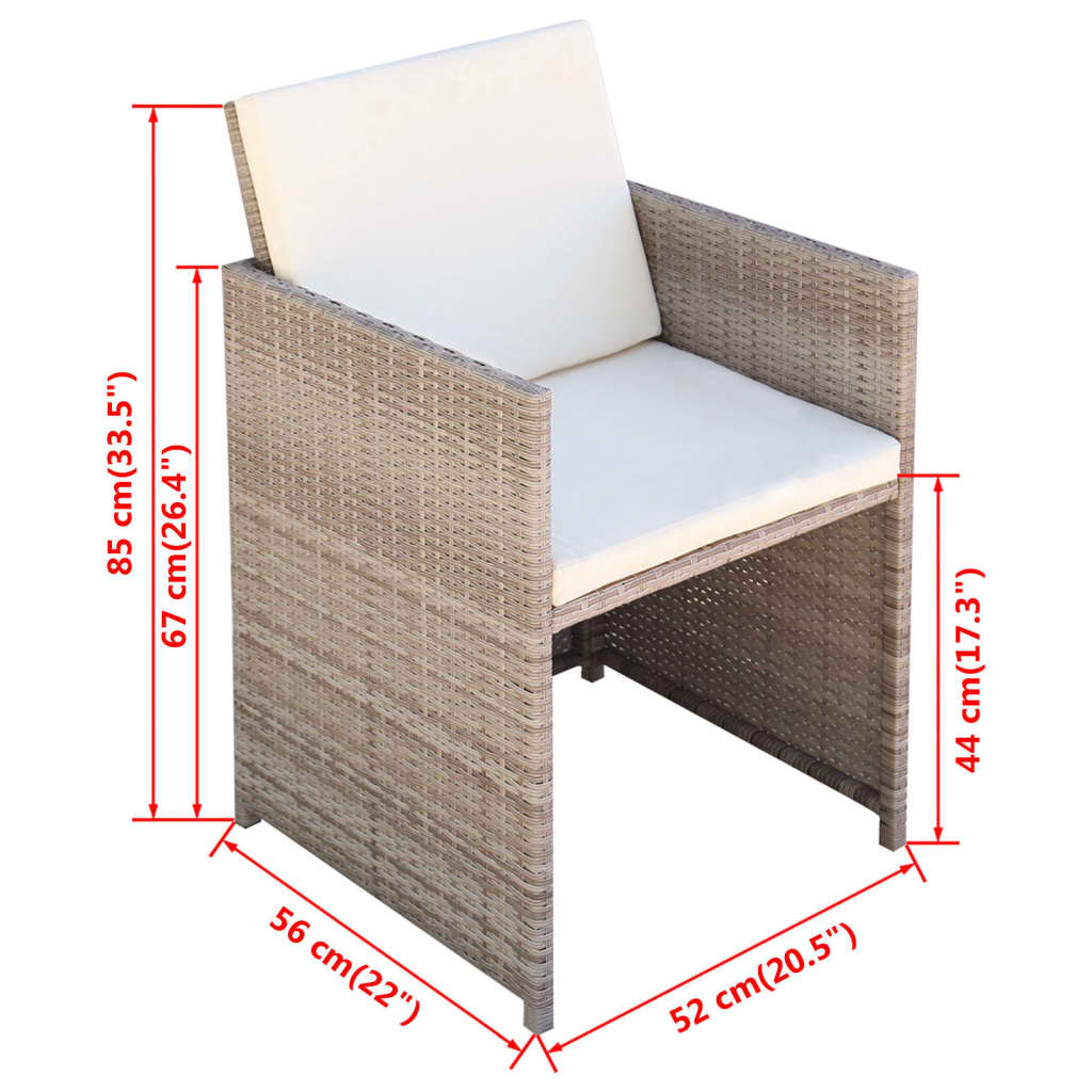 Salon de jardin meuble d'extérieur ensemble de mobilier encastrable avec coussins 13 pièces rotin beige