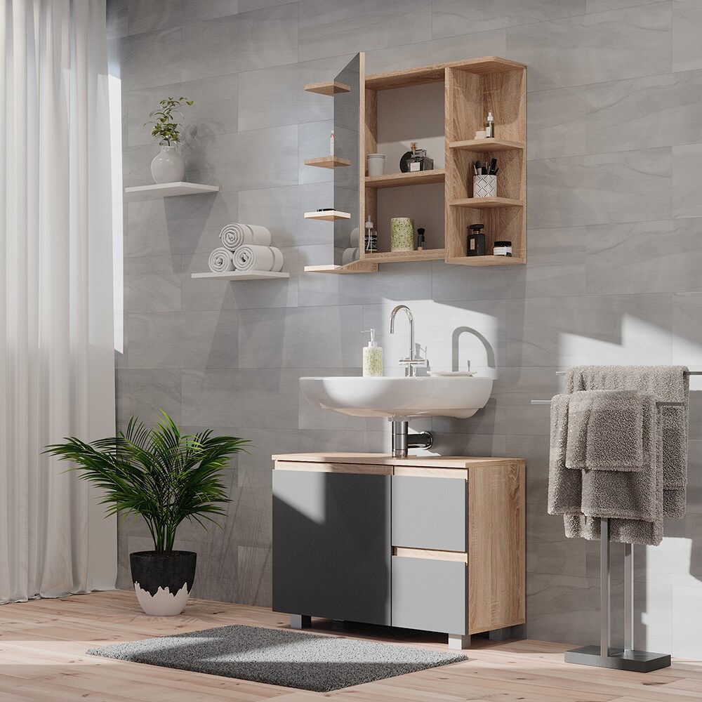 Vicco Spiegelschrank Badspiegel Wandspiegel Fynn Sonoma 80x64 cm modern Spiegel Badmöbel