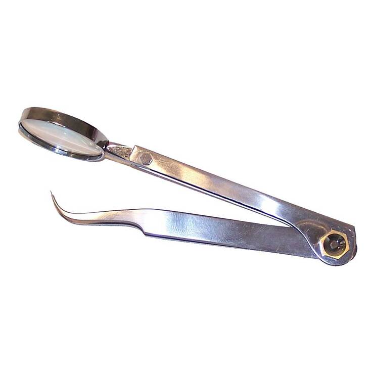 Zeckenzange Zeckenpinzette verstellbar Lupe 11,5cm, 1 St