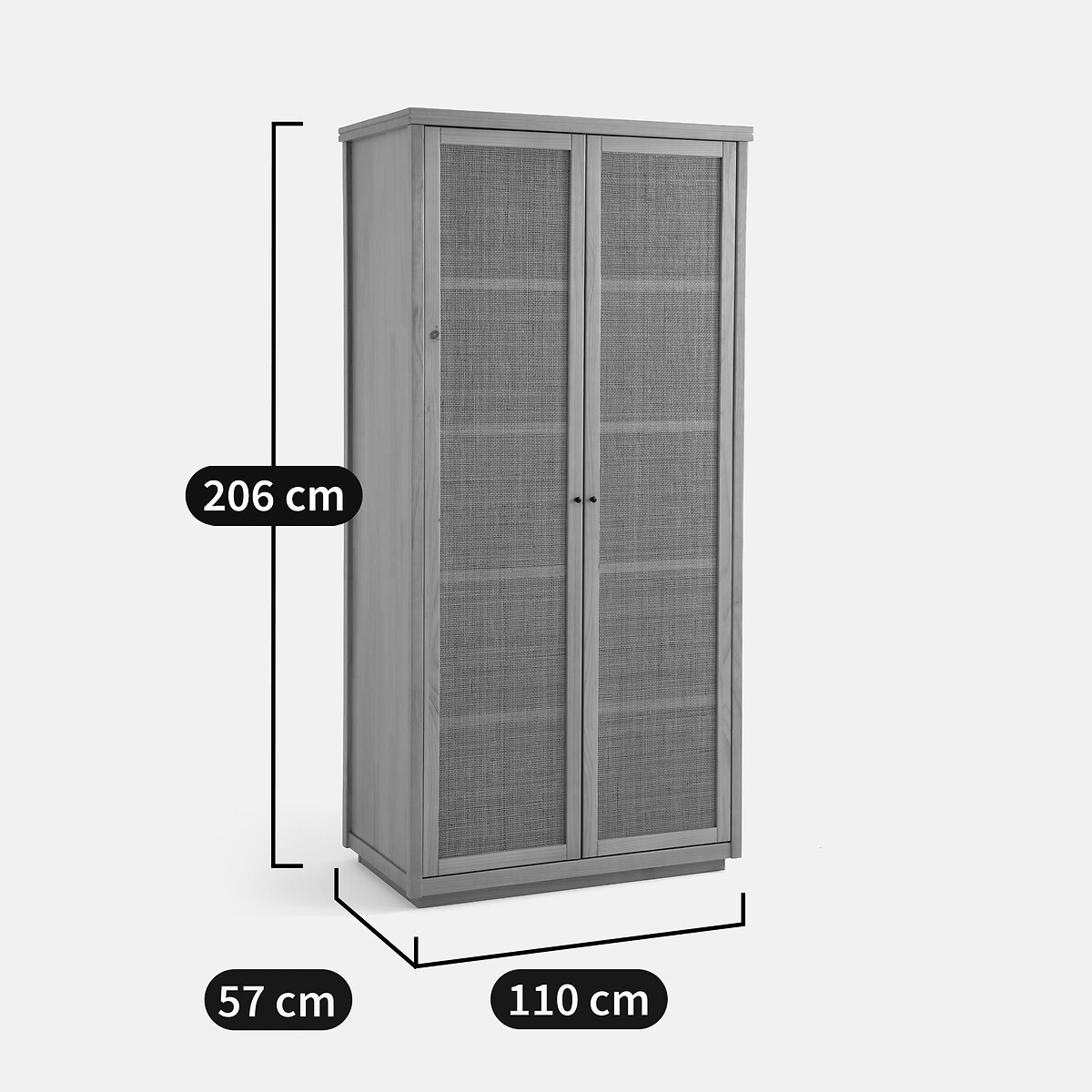 LA REDOUTE INTERIEURS<br>Armário com 2 portas em pinho maciço e rattan, Gabin