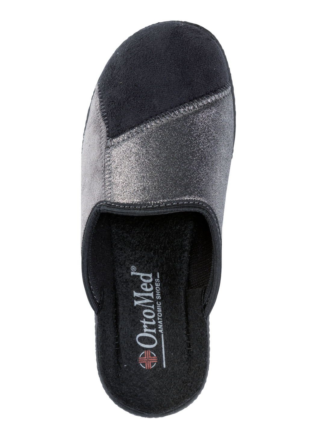 Pantoffel aus teilweise geprägtem Textil-Materialmix