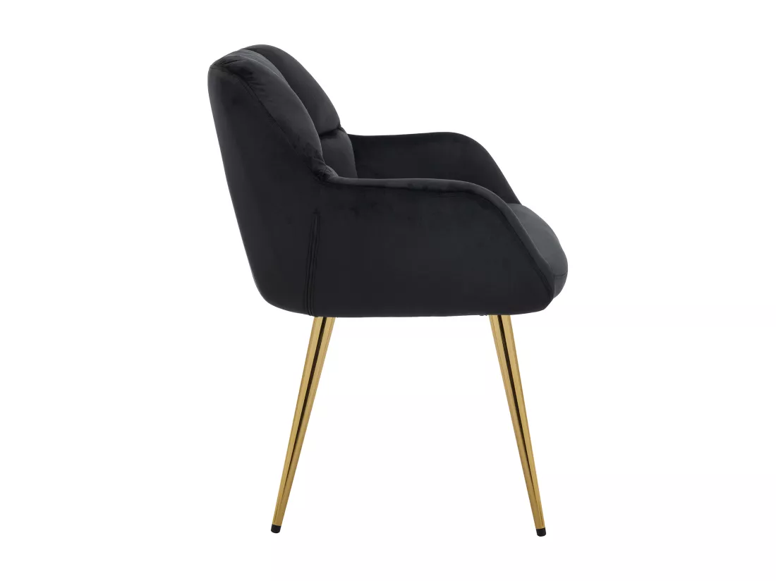 Lot de 6 chaises avec accoudoirs en velours et métal doré - Noir - PEGA de PASCAL MORABITO