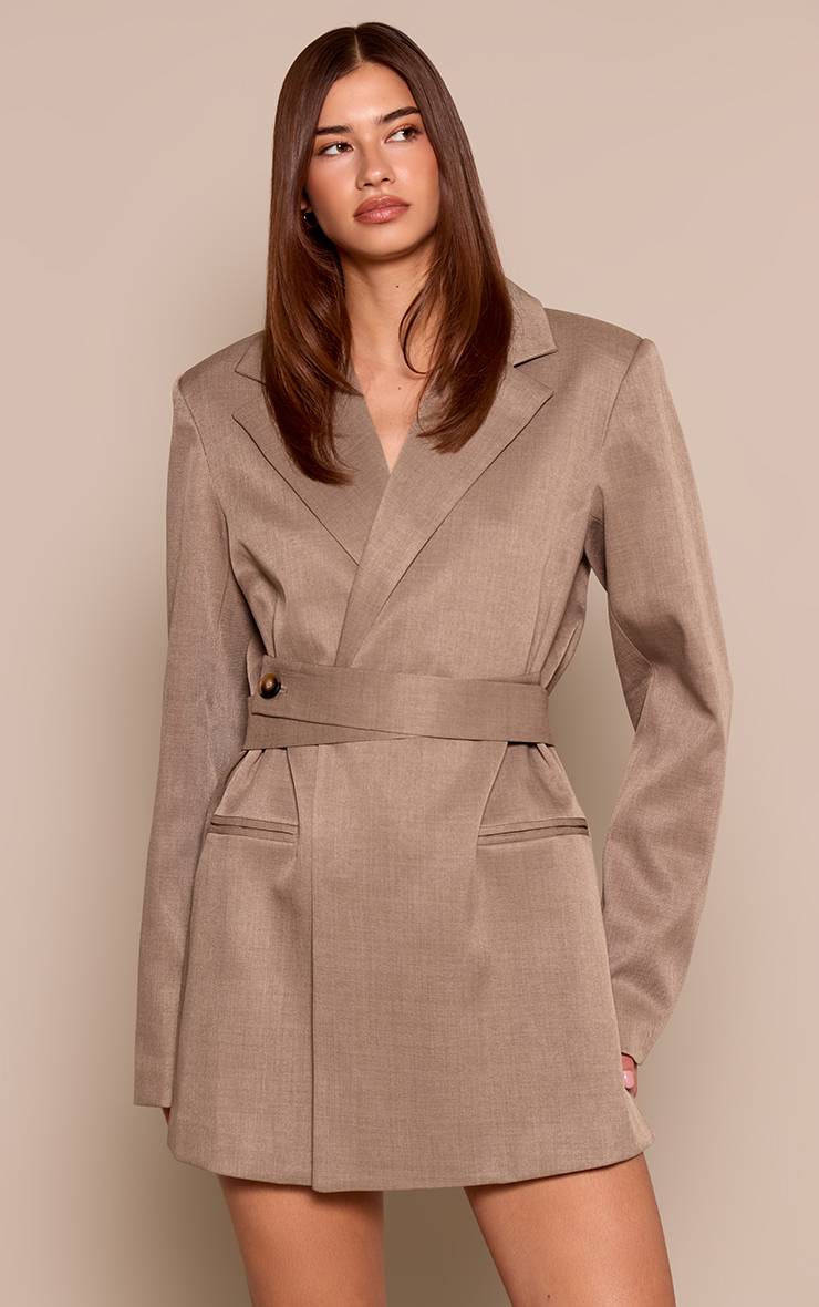 Moka Robe Blazer Cache-cœur Avec Ceinture