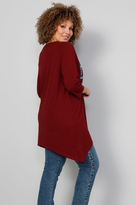 Longshirt, Pailletten-Schriftzug, Zipfelsaum