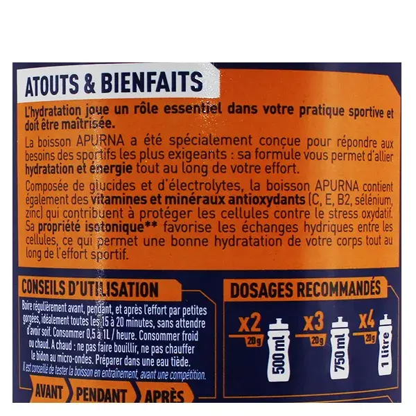 Apurna Boisson Hydratation Effort & Performance Thé Pêche 500g